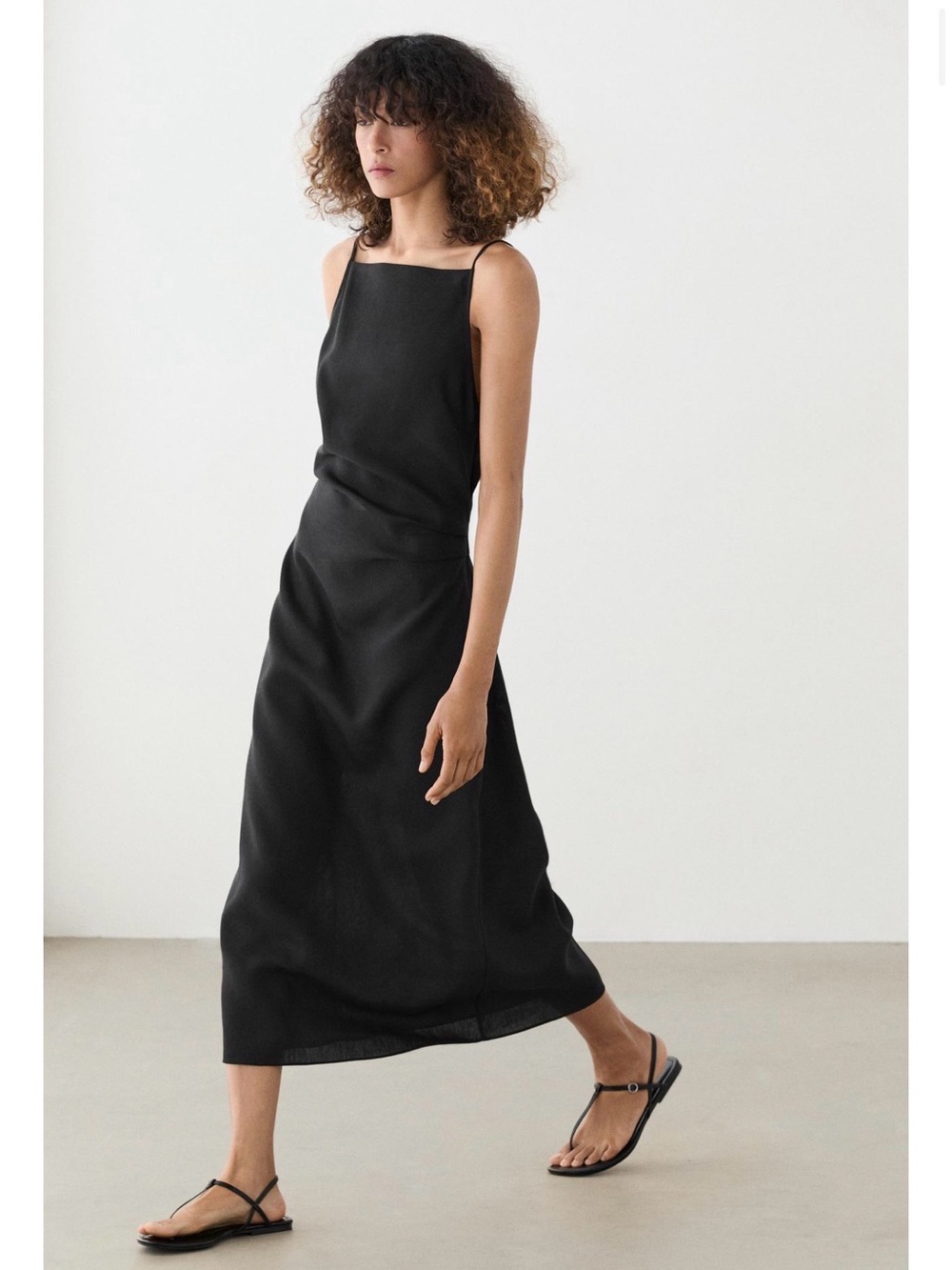 Sleeveless Brown Midi Dress Massimo Dutti